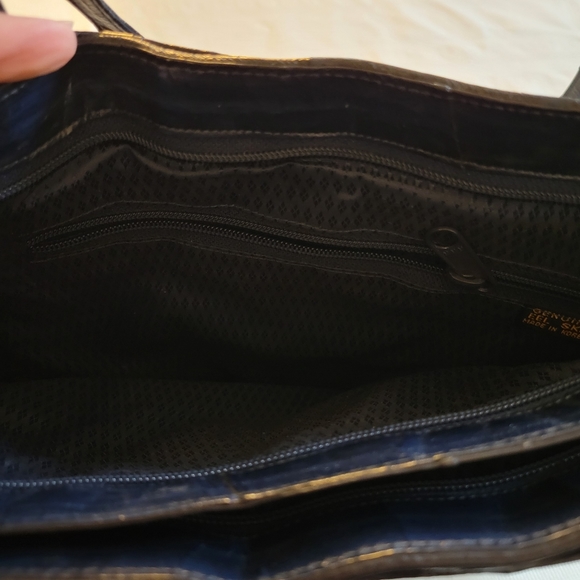 Vintage Women's Blue Genuine Eel Skin Handbag Purse - Picture 7 of 11